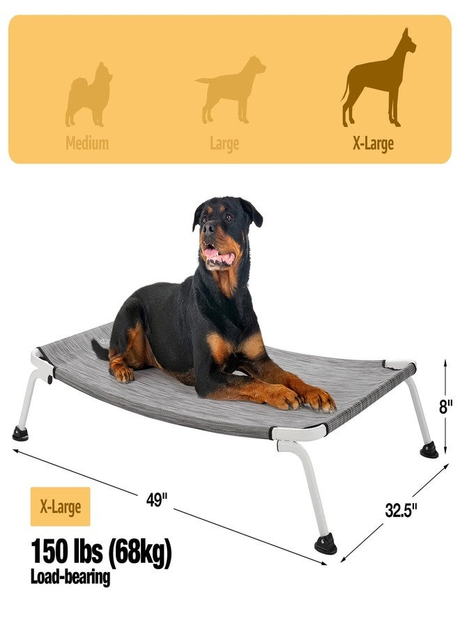 Veehoo Elevated Dog Bed for Outdoor, Cooling Waterproof Raised Dog Cots Beds XL, Curved Off Ground Pet Hammock Cot Lifted for Outside, up to 150lbs, White Legs, Black Silver 49" - Image 5